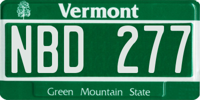VT license plate NBD277