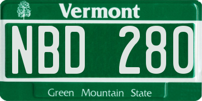 VT license plate NBD280