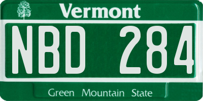 VT license plate NBD284