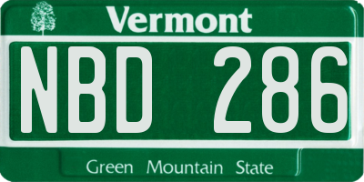 VT license plate NBD286