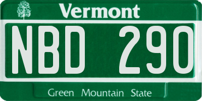 VT license plate NBD290