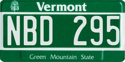 VT license plate NBD295