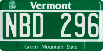 VT license plate NBD296