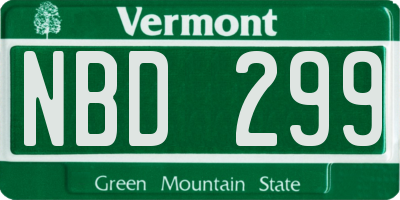 VT license plate NBD299