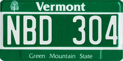 VT license plate NBD304
