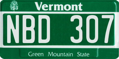 VT license plate NBD307