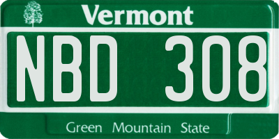 VT license plate NBD308