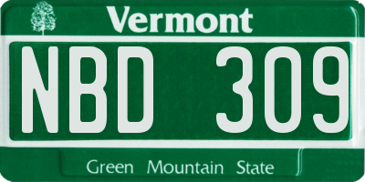 VT license plate NBD309