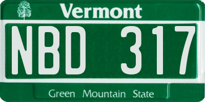 VT license plate NBD317