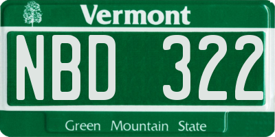 VT license plate NBD322