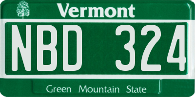 VT license plate NBD324