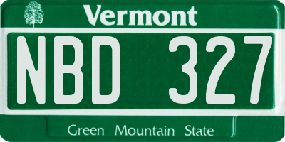 VT license plate NBD327