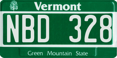 VT license plate NBD328