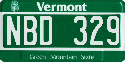 VT license plate NBD329