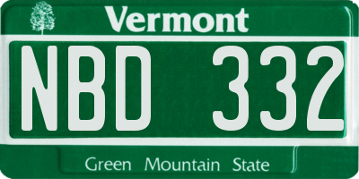 VT license plate NBD332