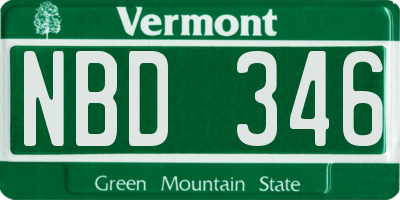 VT license plate NBD346