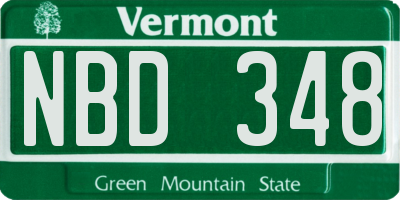VT license plate NBD348