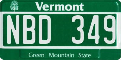 VT license plate NBD349