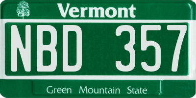 VT license plate NBD357