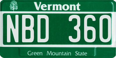 VT license plate NBD360