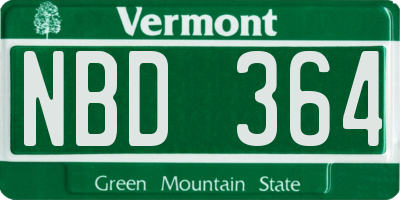 VT license plate NBD364