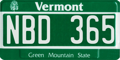 VT license plate NBD365