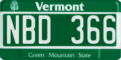 VT license plate NBD366
