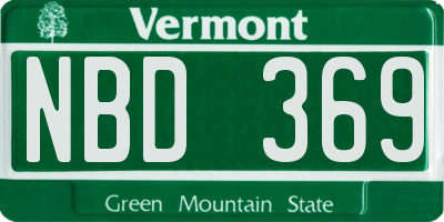 VT license plate NBD369