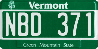 VT license plate NBD371