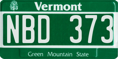 VT license plate NBD373