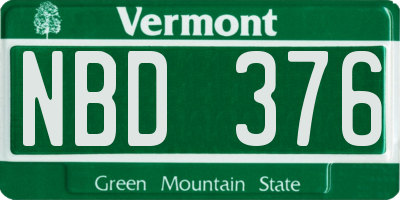 VT license plate NBD376
