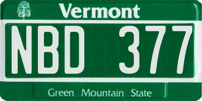 VT license plate NBD377