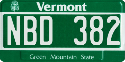 VT license plate NBD382