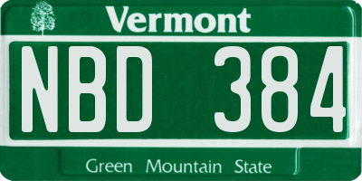 VT license plate NBD384