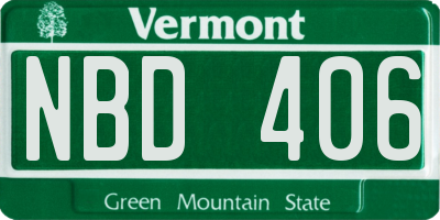VT license plate NBD406