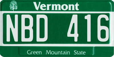 VT license plate NBD416