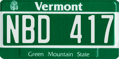 VT license plate NBD417