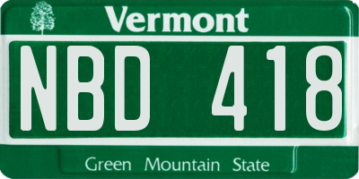 VT license plate NBD418