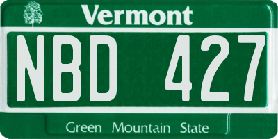 VT license plate NBD427