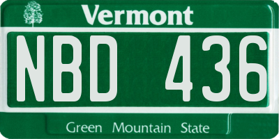 VT license plate NBD436
