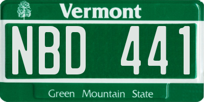 VT license plate NBD441