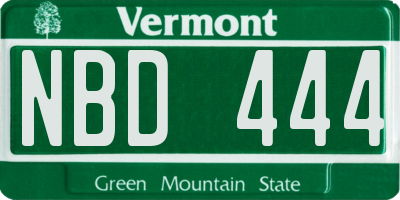VT license plate NBD444