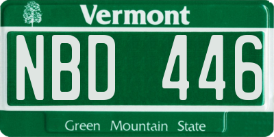 VT license plate NBD446