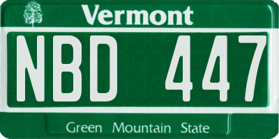 VT license plate NBD447