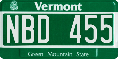 VT license plate NBD455