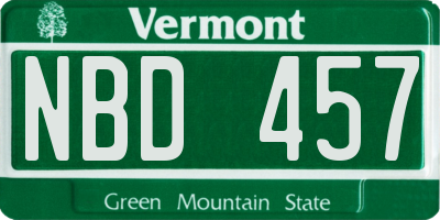 VT license plate NBD457