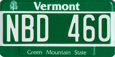 VT license plate NBD460