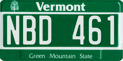 VT license plate NBD461