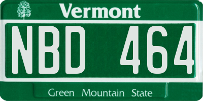 VT license plate NBD464