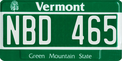 VT license plate NBD465